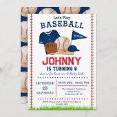 Uitnodiging van de Baseball Birthday Party (Voorkant / Achterkant)