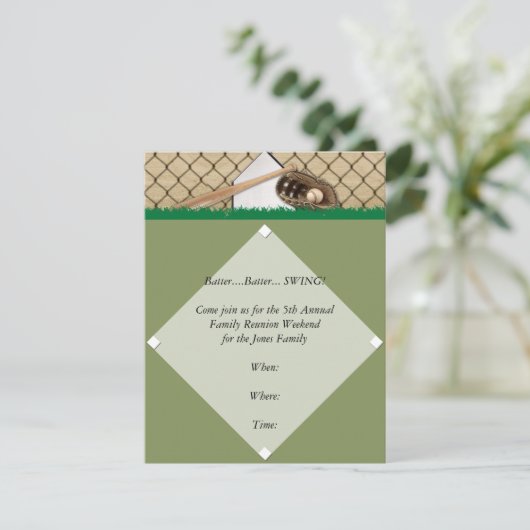 Uitnodiging van de Baseball Diamond Party (Staand voorkant)