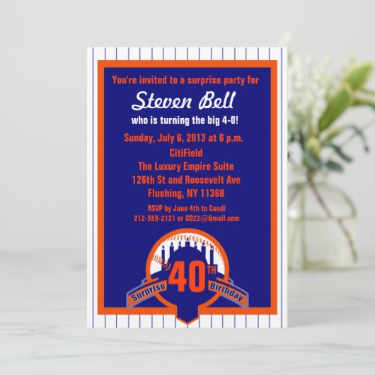 Uitnodiging van de Baseball Fan Surprise Party (Staand voorkant)