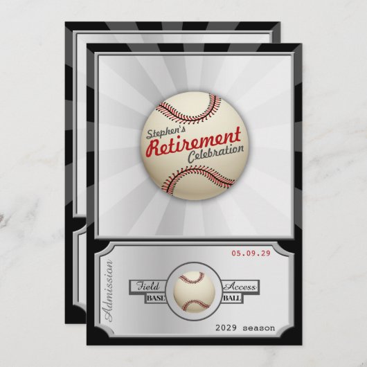 Uitnodiging van de Baseball Field Pass Retirement  (Voorkant / Achterkant)