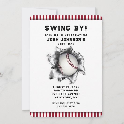 Uitnodiging van de Baseball Party (Voorkant)