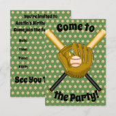 Uitnodiging van de Baseball Party (Voorkant / Achterkant)