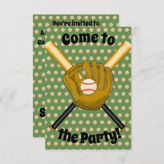 Uitnodiging van de Baseball Party (Voorkant / Achterkant)