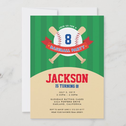 Uitnodiging van de Baseball Party (Voorkant)