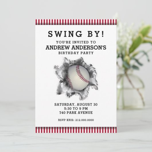 Uitnodiging van de Baseball Party (Staand voorkant)