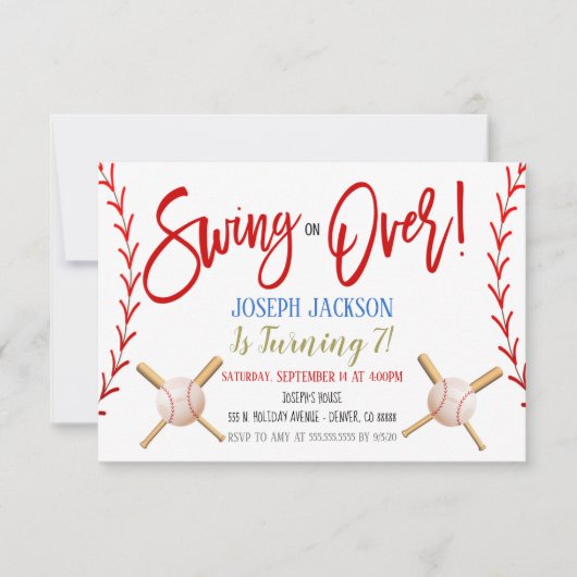 Uitnodiging van de Baseball Party (Voorkant)