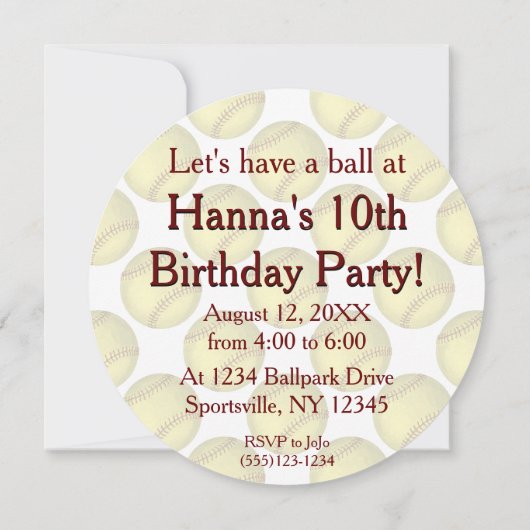 Uitnodiging van de Baseball Party (Achterkant)