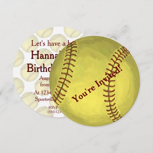 Uitnodiging van de Baseball Party (Voorkant / Achterkant)