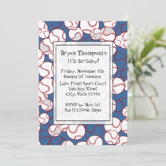 Uitnodiging van de Baseball Party (Staand voorkant)