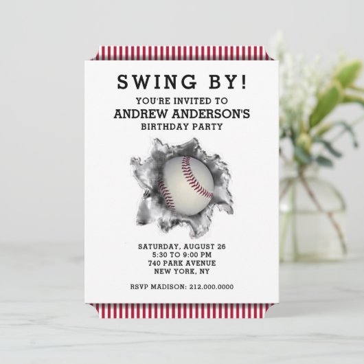 Uitnodiging van de Baseball Party (Staand voorkant)