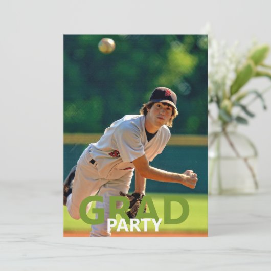 Uitnodiging van de Baseball Photo Graduparty (Staand voorkant)