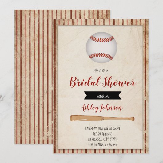 Uitnodiging van de Baseball vrijgezellenfeest-part (Voorkant / Achterkant)