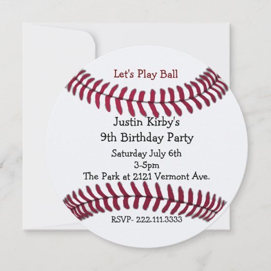 Uitnodiging van de Baseball-wedstrijd voor jongen (Voorkant)