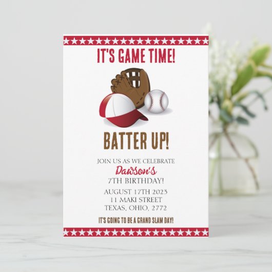 Uitnodiging van de Baseball-wedstrijd voor jongen (Staand voorkant)