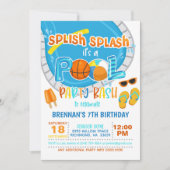 Uitnodiging van de Basketball Pool - Jongen - Wit (Voorkant)