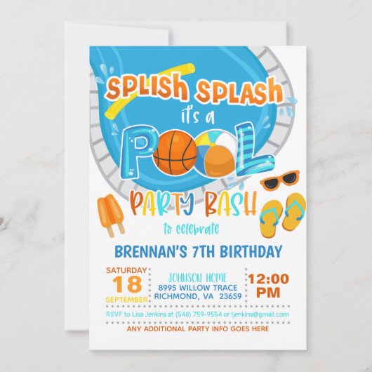 Uitnodiging van de Basketball Pool - Jongen - Wit (Voorkant)