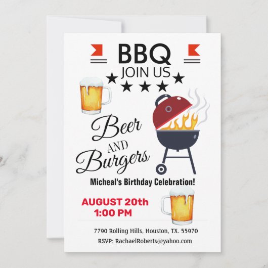 Uitnodiging van de BBQ Beer en Burgers om de dag v (Voorkant)