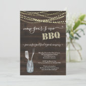 Uitnodiging van de BBQ-partij in New Year - Rustic (Staand voorkant)