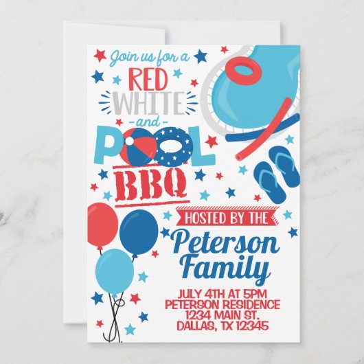 Uitnodiging van de BBQ-partij op 4 juli (Voorkant)