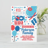 Uitnodiging van de BBQ-partij op 4 juli (Staand voorkant)