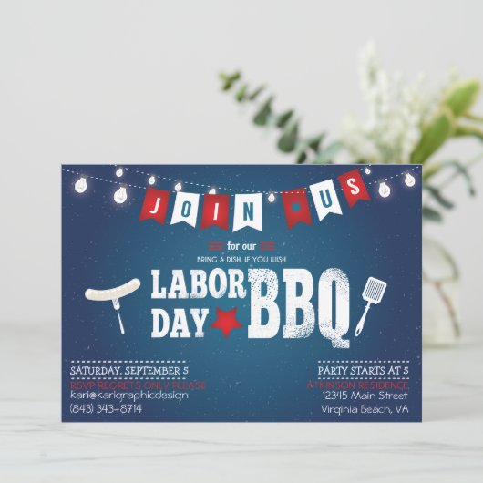 Uitnodiging van de BBQ-partij op de Dag van de Arb (Staand voorkant)