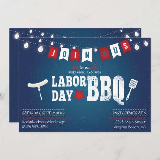 Uitnodiging van de BBQ-partij op de Dag van de Arb (Voorkant / Achterkant)