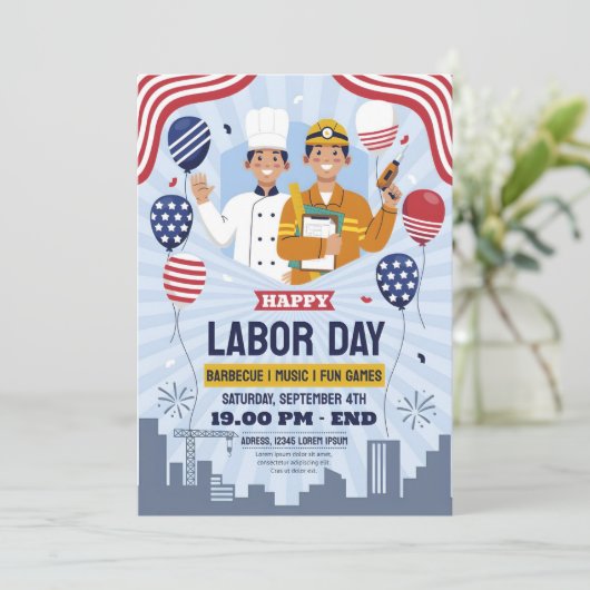 Uitnodiging van de BBQ-partij op de Dag van de Arb (Staand voorkant)