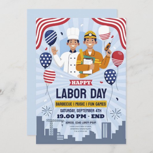Uitnodiging van de BBQ-partij op de Dag van de Arb (Voorkant / Achterkant)