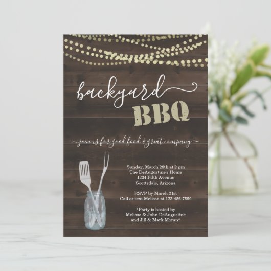 Uitnodiging van de BBQ-partij voor de achtertuin - (Staand voorkant)