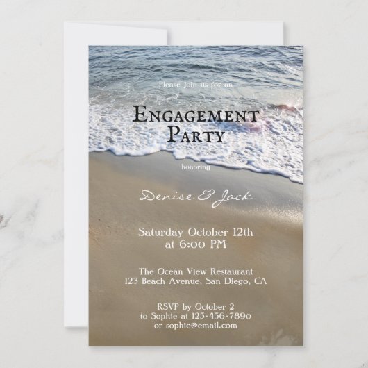 Uitnodiging van de Beach Engagement Party van Eleg (Voorkant)