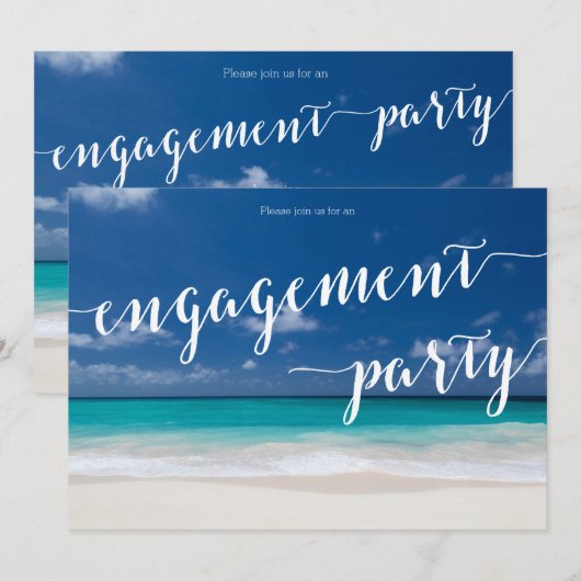 Uitnodiging van de Beach Engagement Party voor kal (Voorkant / Achterkant)