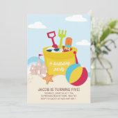 Uitnodiging van de "Beach Party"-Kind (Staand voorkant)