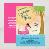 Uitnodiging van de beach pool Graduation Party (Voorkant / Achterkant)
