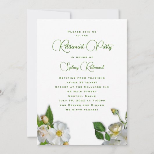 Uitnodiging van de beach Roos Retirement Party for (Voorkant)