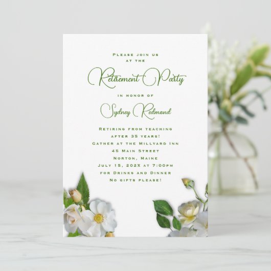 Uitnodiging van de beach Roos Retirement Party for (Staand voorkant)