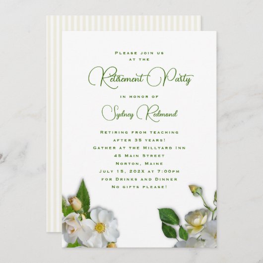 Uitnodiging van de beach Roos Retirement Party for (Voorkant / Achterkant)