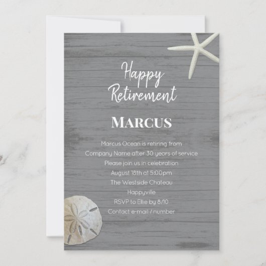 Uitnodiging van de beach Shells Retirement Party (Voorkant)