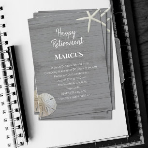 Uitnodiging van de beach Shells Retirement Party