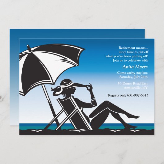 Uitnodiging van de Beachside Retirement Party (Voorkant / Achterkant)