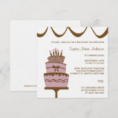 uitnodiging van de Birthday Cake Party (Voorkant / Achterkant)