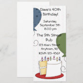 uitnodiging van de Birthday Cake Party (Voorkant / Achterkant)