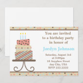 uitnodiging van de Birthday Cake Party (Voorkant / Achterkant)