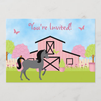 uitnodiging van de Birthday-partij bij Barn Horse