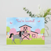  uitnodiging van de Birthday-partij bij Barn Horse (Staand voorkant)