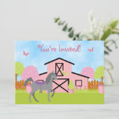  uitnodiging van de Birthday-partij bij Barn Horse (Staand voorkant)