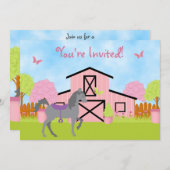 uitnodiging van de Birthday-partij bij Barn Horse (Voorkant / Achterkant)