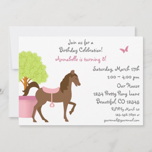  uitnodiging van de Birthday-partij bij Barn Horse (Achterkant)