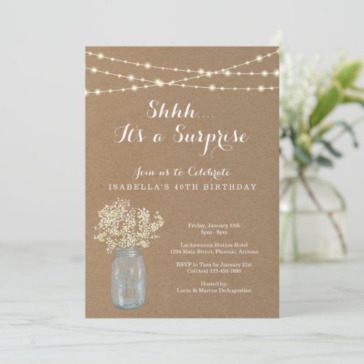 Uitnodiging van de Birthday-partij - Rustic Kraft (Staand voorkant)