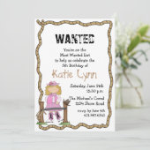 Uitnodiging van de Birthday Partij van Cowgirl Rou (Staand voorkant)