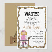 Uitnodiging van de Birthday Partij van Cowgirl Rou (Voorkant / Achterkant)